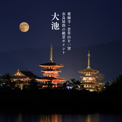 薬師寺・若草山を一望 奈良屈指の絶景ポイント「大池」